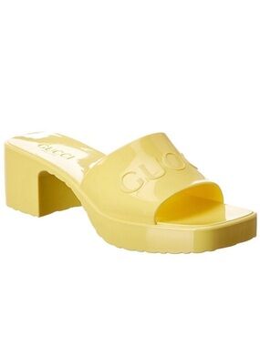 Gucci Yellow Heeled Slide Mules 🐣